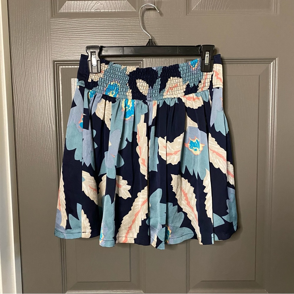FREE PEOPLE Vtg. Skirt Floral Boho Mini Small Blue White Pink - Picture 5 of 9